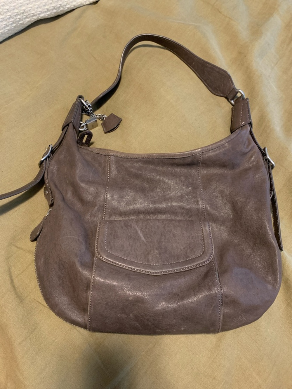 LOFT Brown Leather Shoulder Hobo Bag